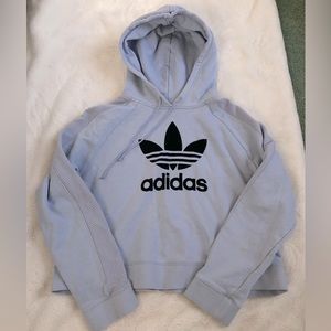 Adidas Cropped Light Blue Hoodie